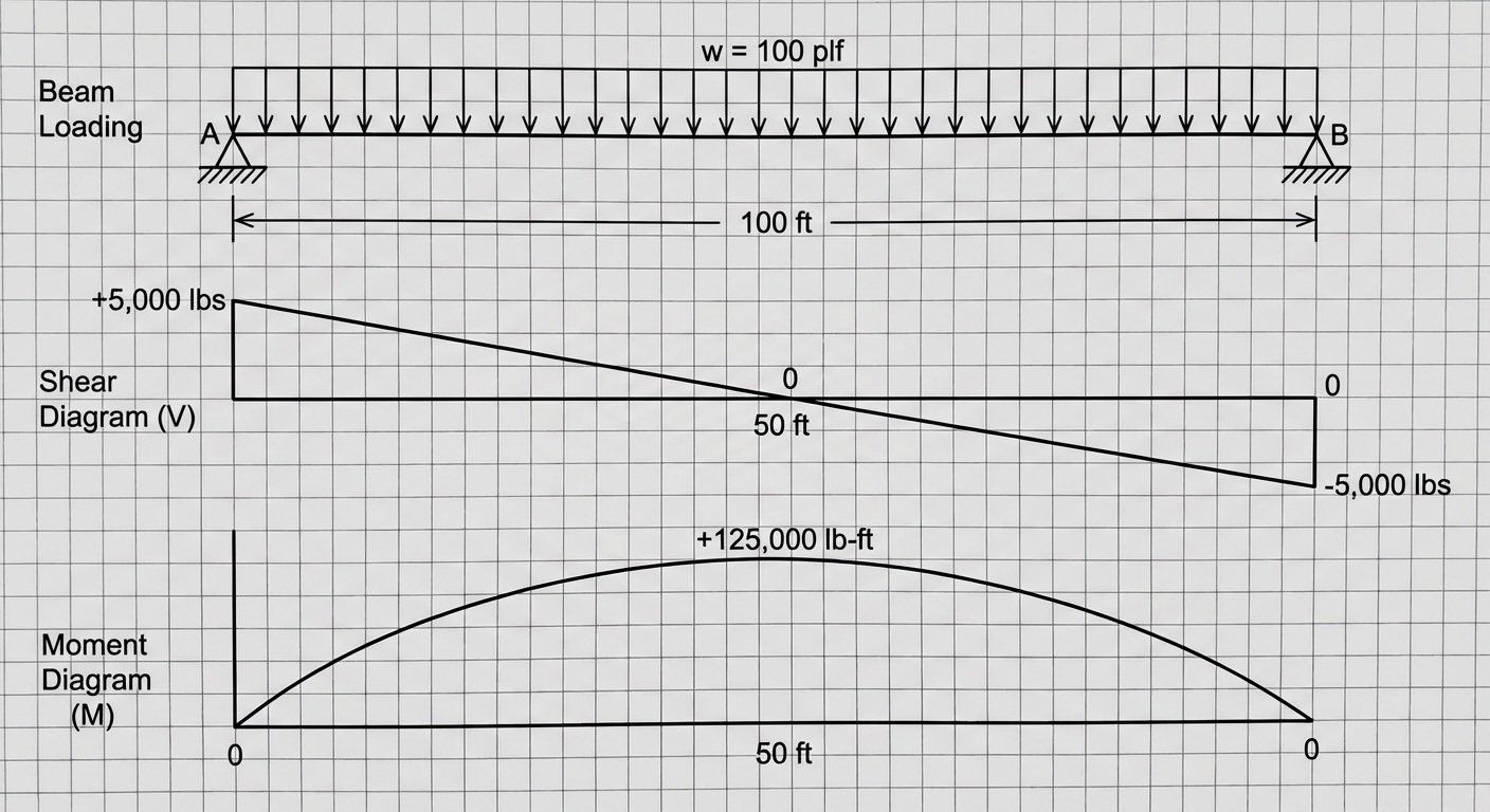 Shear Force and Bending Moment Diagram of Loaded Beam