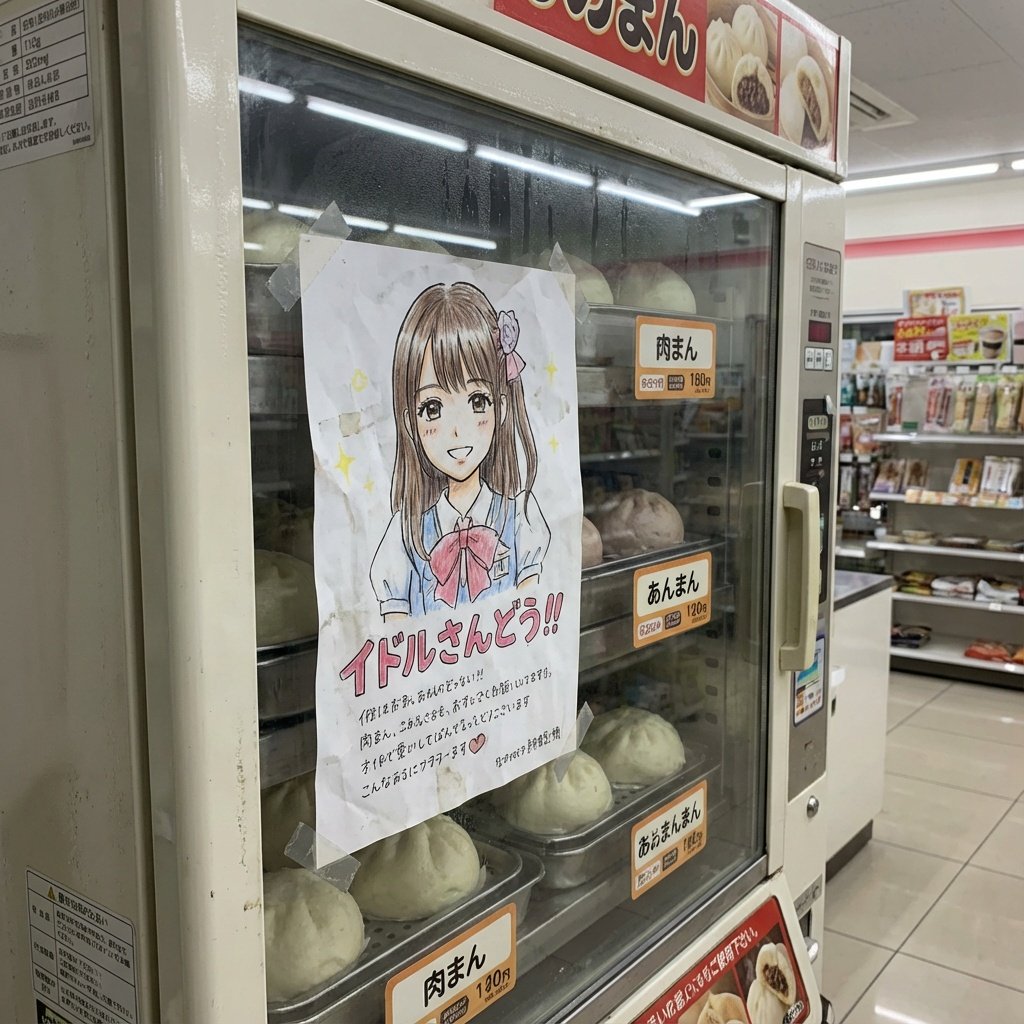 Idol Flyer Stuck on Steamed Bun Vending Machine