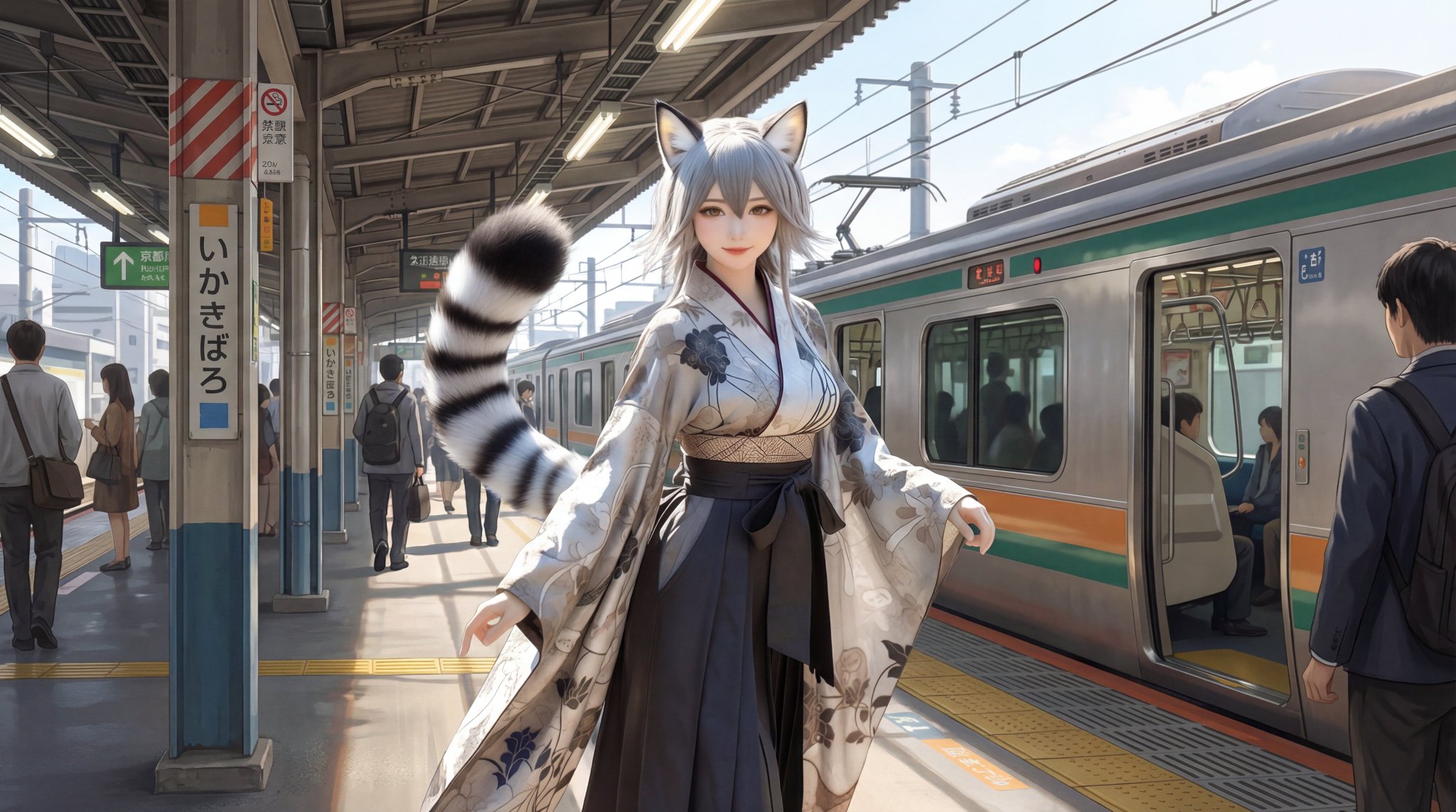 Character on Japanese Train Platform with Light Matching