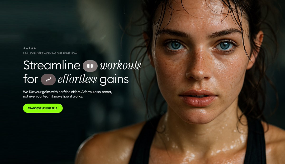 Brand Landing Page - Young Woman Face Close-Up After Exercise