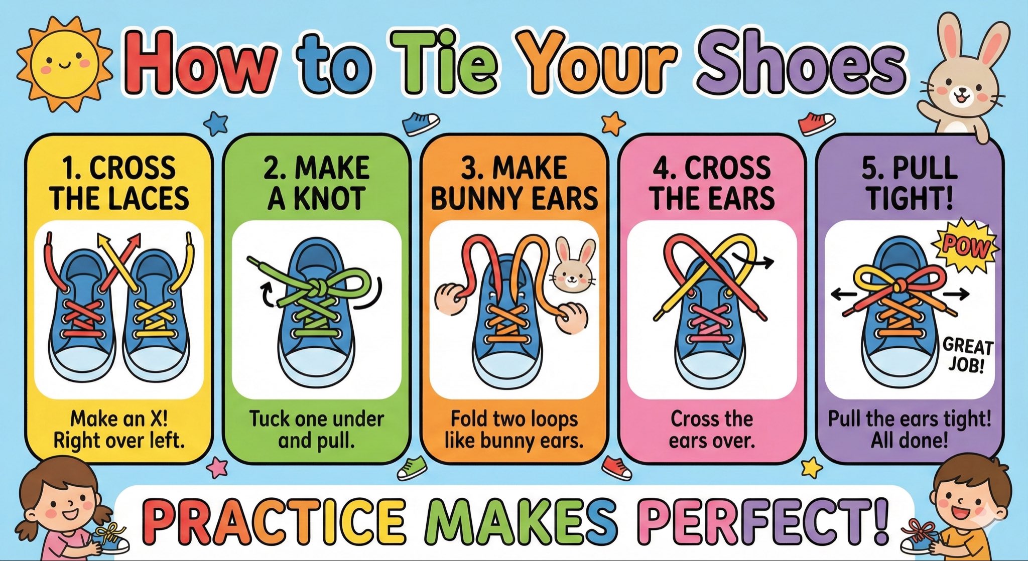 Kids' 'How to Tie Shoes' Poster Creation