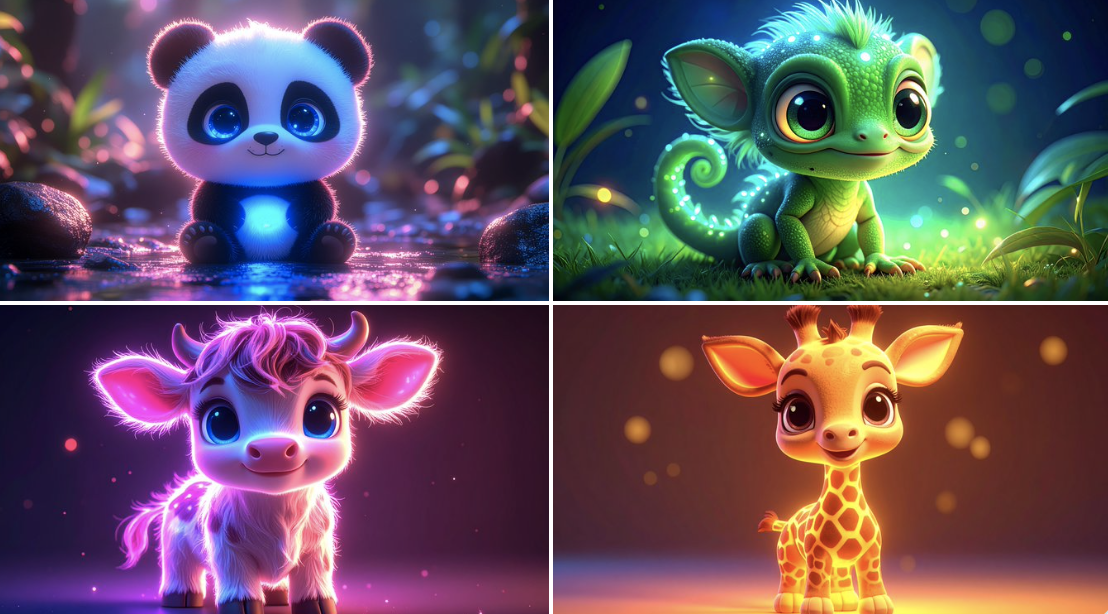 Neon Glowing Cute Animals