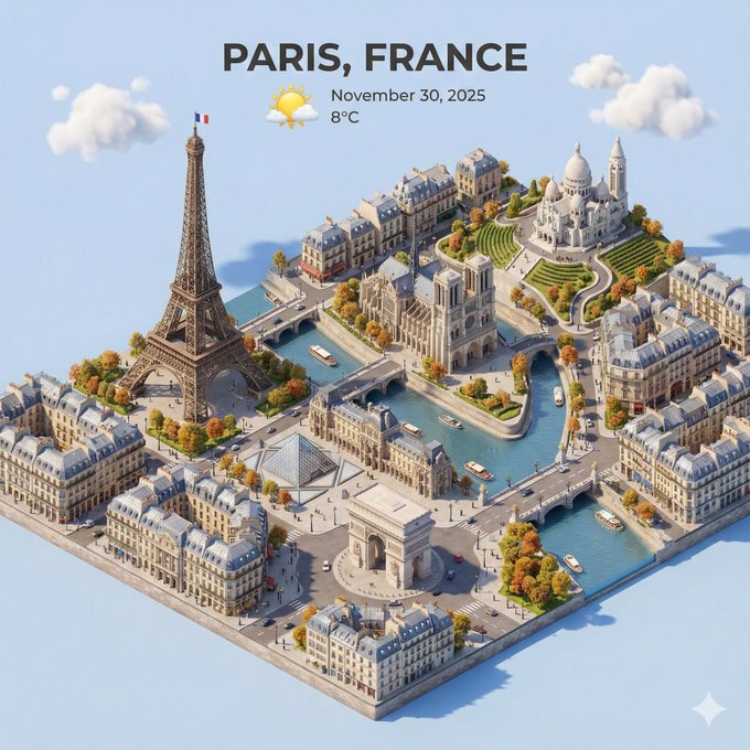 Isometric 3D Cartoon Miniature City Scene from Above