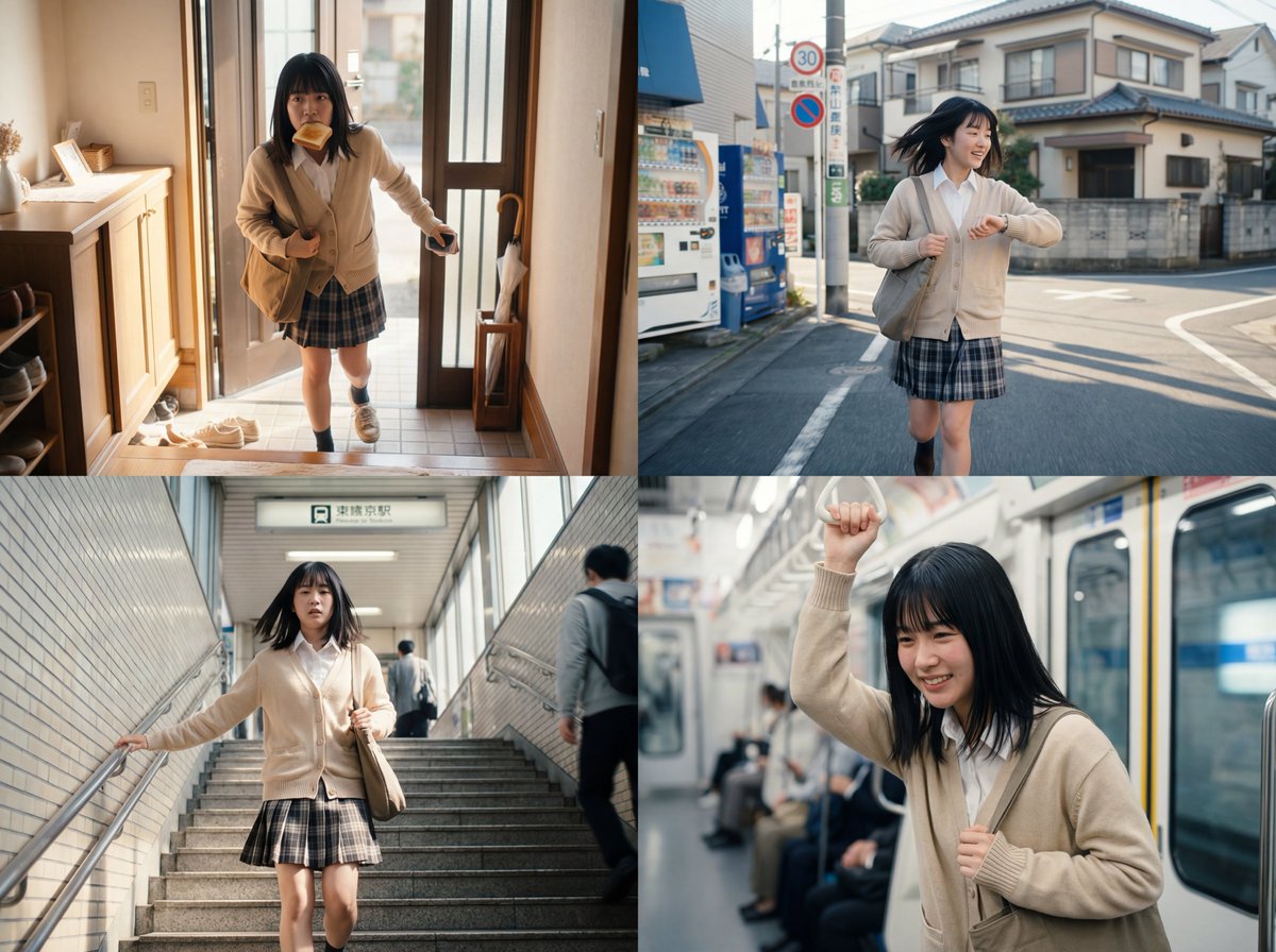Japanese Style Girl Rushing to Subway