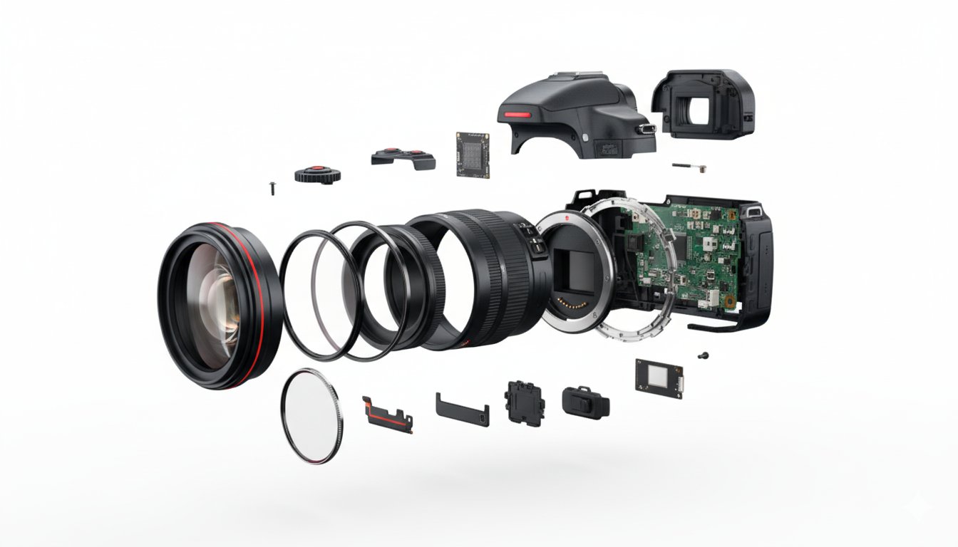 DSLR Accessories and Internal Components Exploded View
