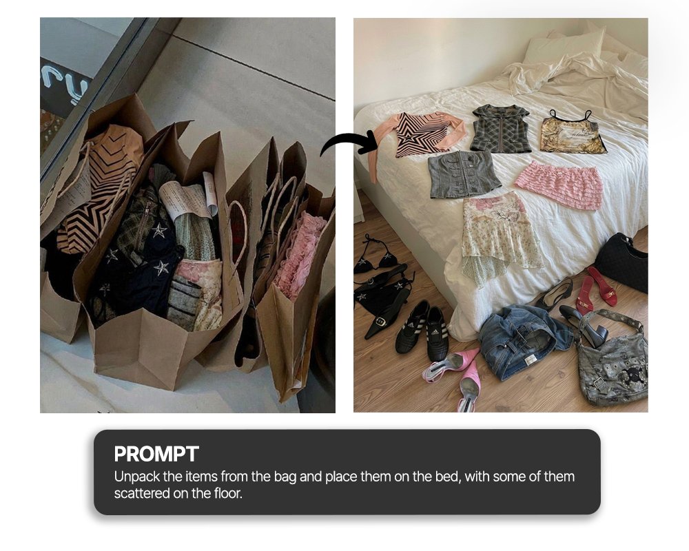 Items from Bag Spread Out on Bed