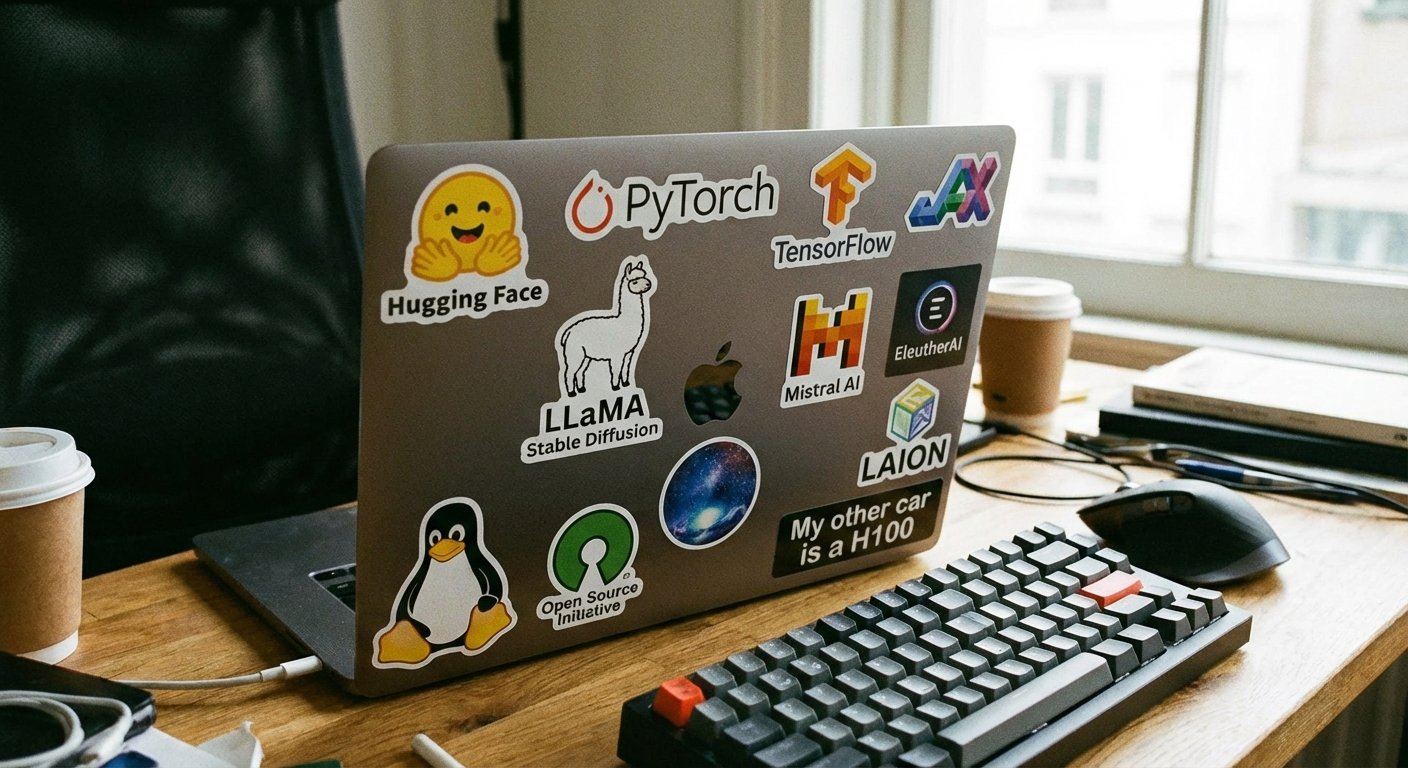 Nano Banana - Create a Laptop with Stickers for Open Source ML Model Fans