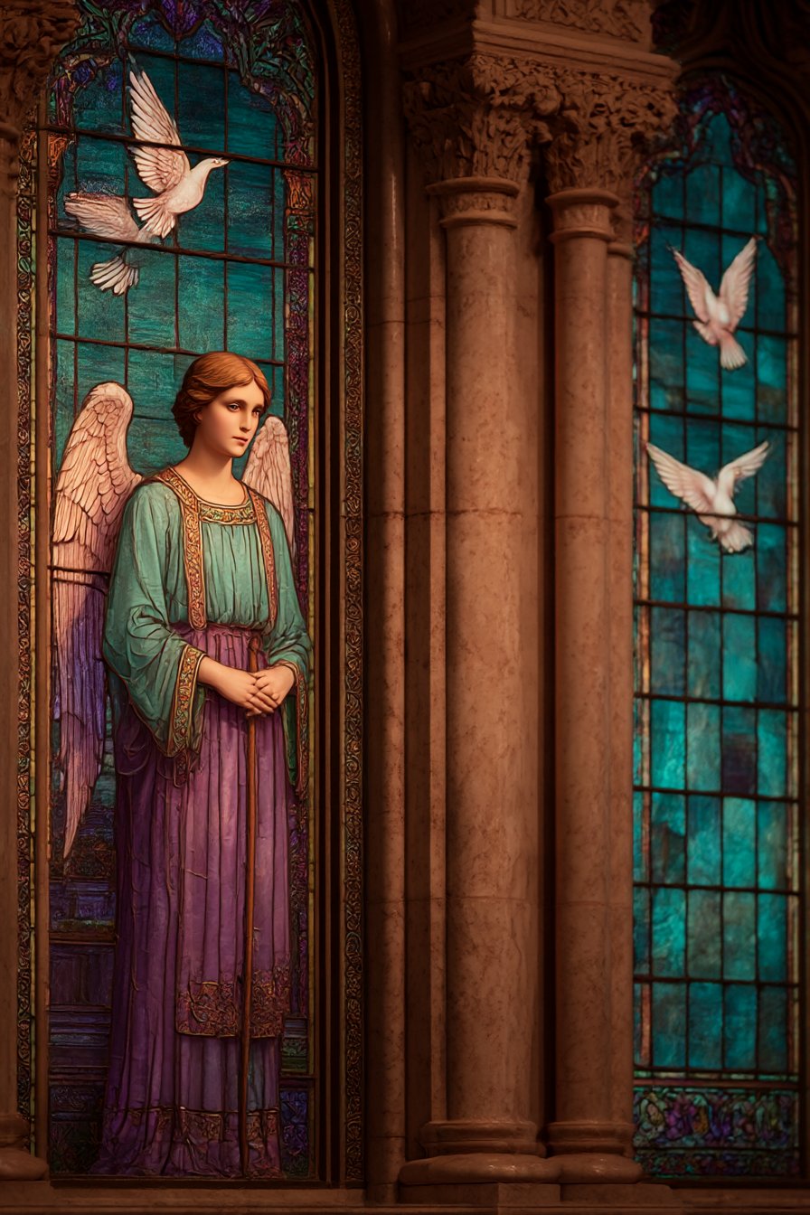 中世纪教堂彩色玻璃艺术风格