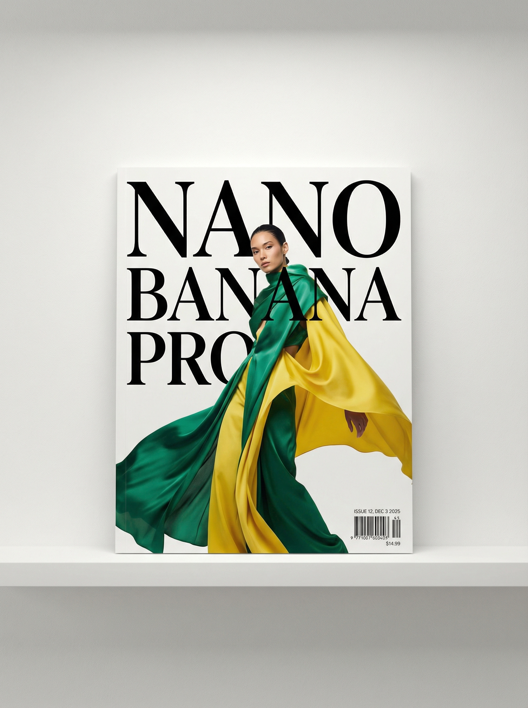 Cover Model on a Magazine Cover: Green and Banana Yellow Fashion